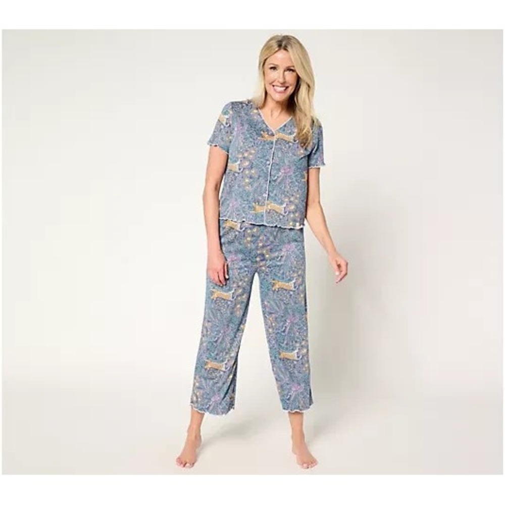 Sunday Brunch Crinkle Jersey Short Sleeve & Cropped Pant Loun Jungle Cat: S #37*